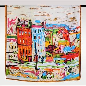 Scarf, Chic colorful Sateen Rectangular, 70” by 34”. Polyester, New!